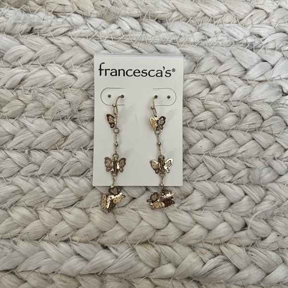 FRANCESCAS. Gold butterfly earrings - Picture 1 of 3